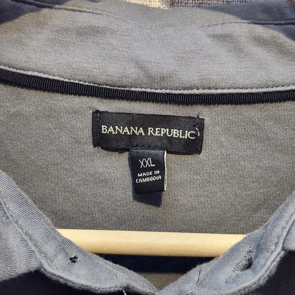Banana Republic Men's Short Sleeve Polo Size XXL Gray‎ 1/4 Button 100% Cotton